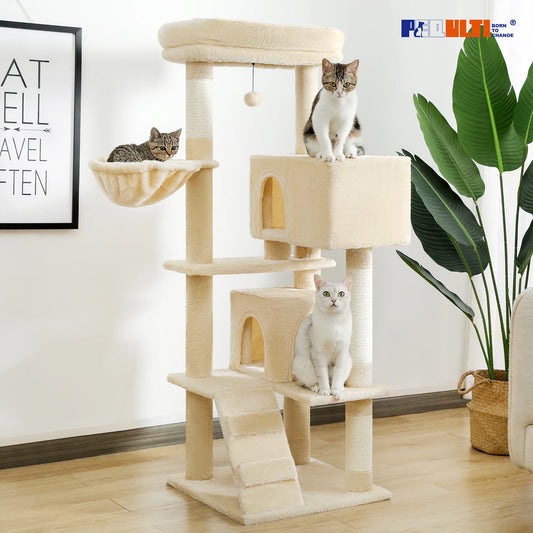 PEQULTI Five Level Cat Tree With Hammock And Cozy Condos