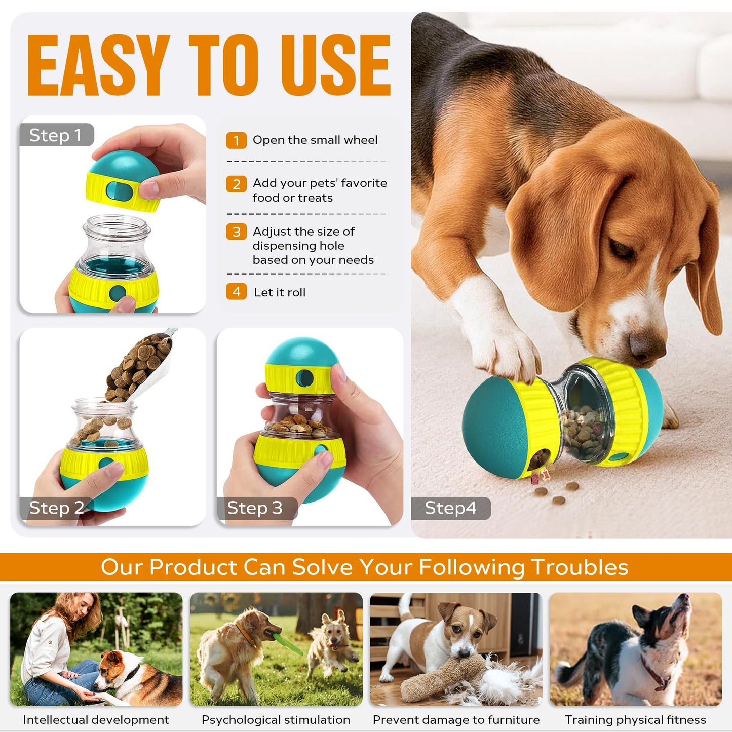 Treat Dispensing Interactive Dogs And Cats Toy Ball Slow Feeder