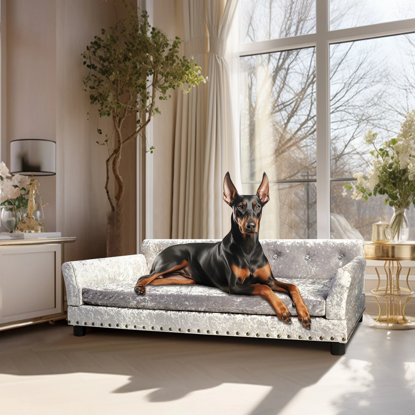 BINGOPAW Extra Large Elevated Dog Sofa Bed With Removable Cushion