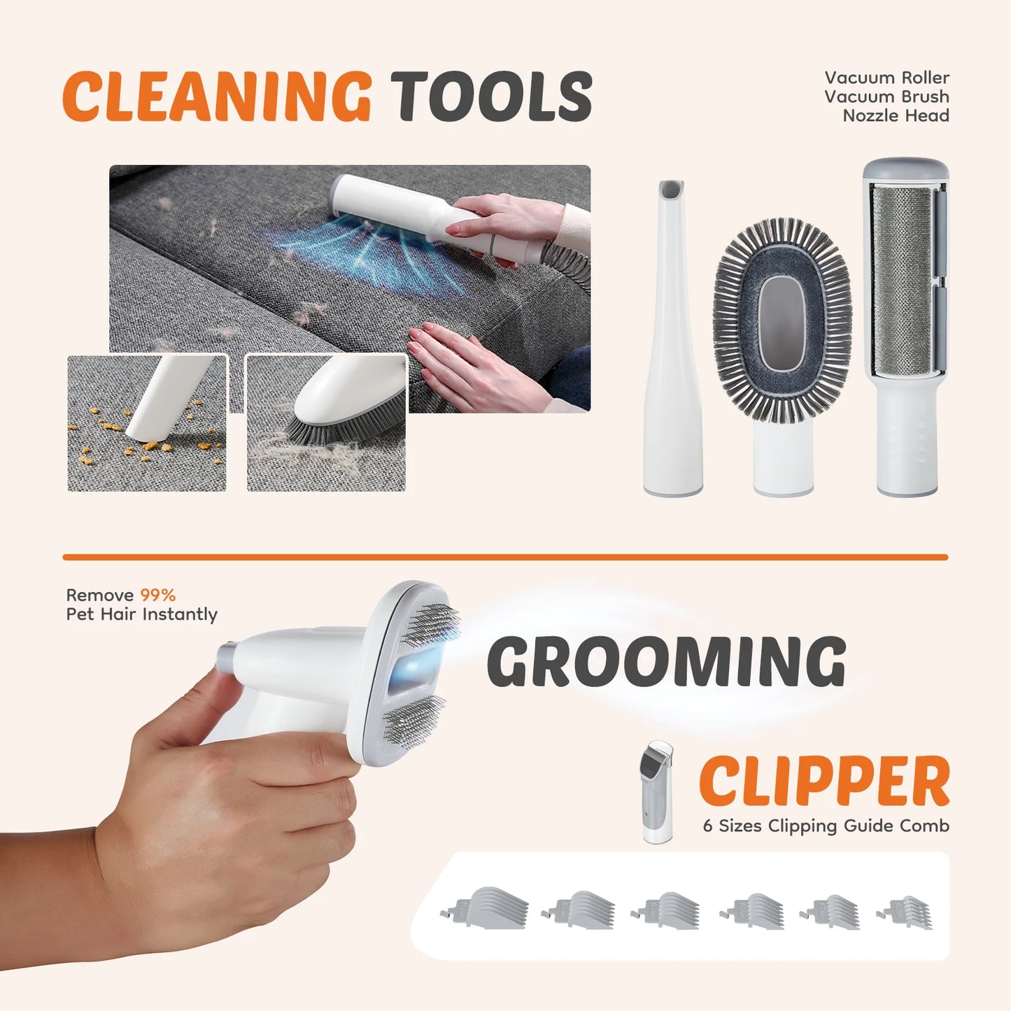 Professional Pet Grooming Vacuum Kit With 3 Suction Modes And 5 Groomer Tools