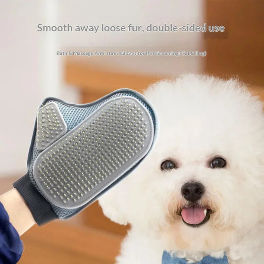 Pet Fur Grooming Glove Double Sided Massager For Small Pets