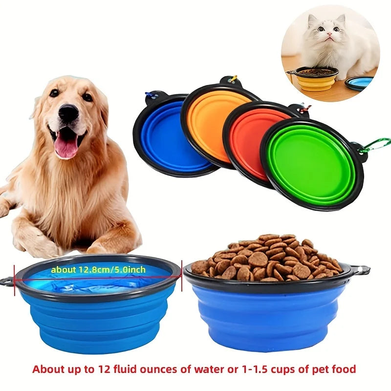 Portable Collapsible Pet Food Bowl TPR Silicone Travel Outdoor