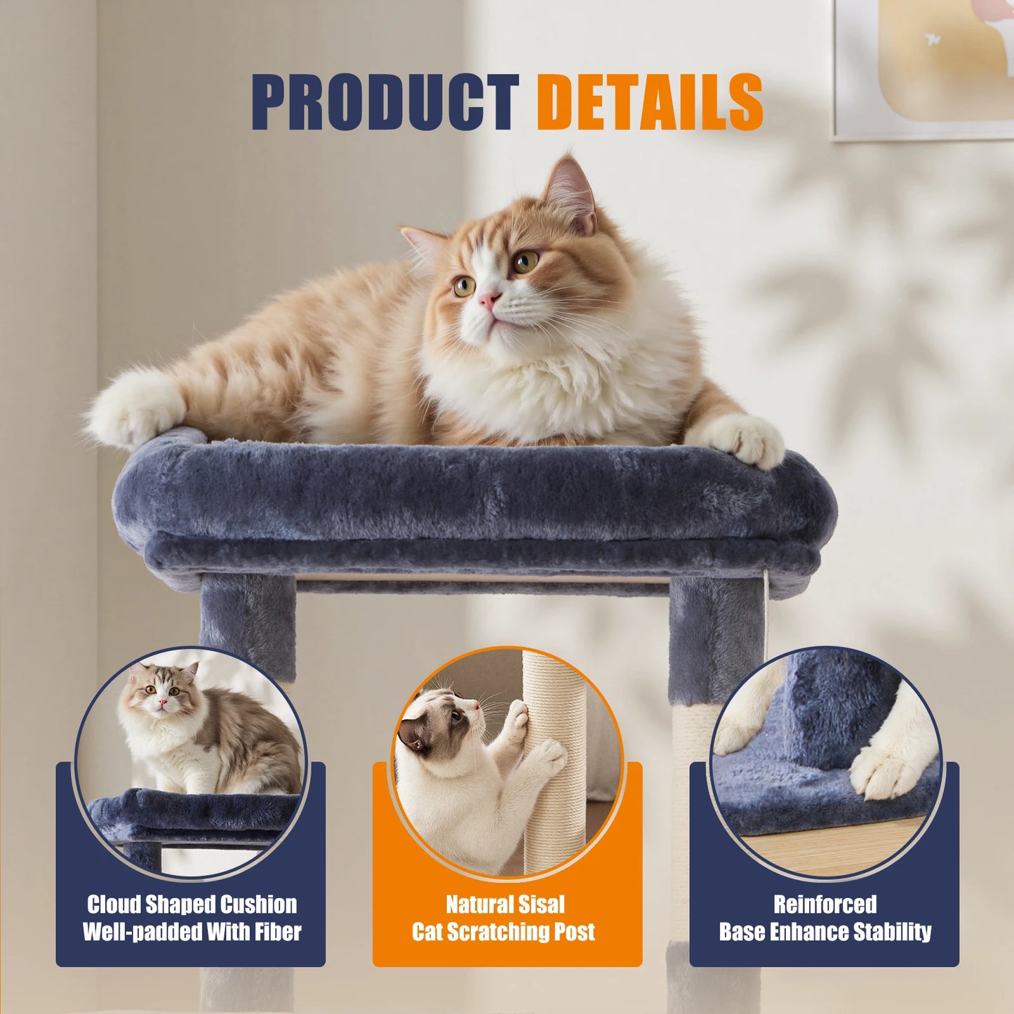 JHK Cat Tree Tall Multi-Cat Climbing Tower Indoor Cat
