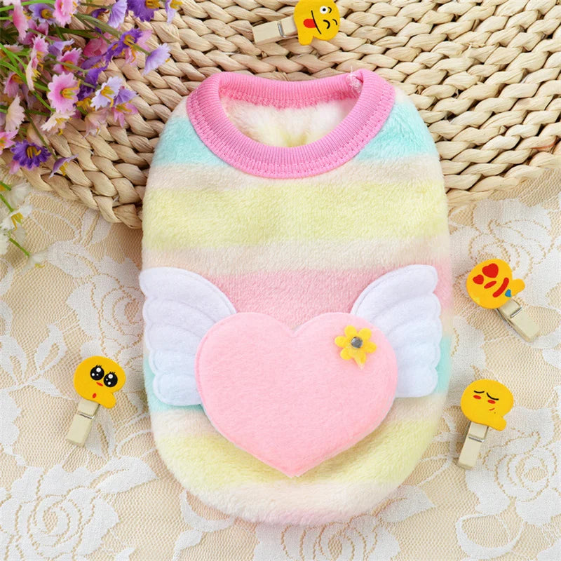 Cute Print Tea Cup Dog Sweater Winter Fleece Coat For Dogs