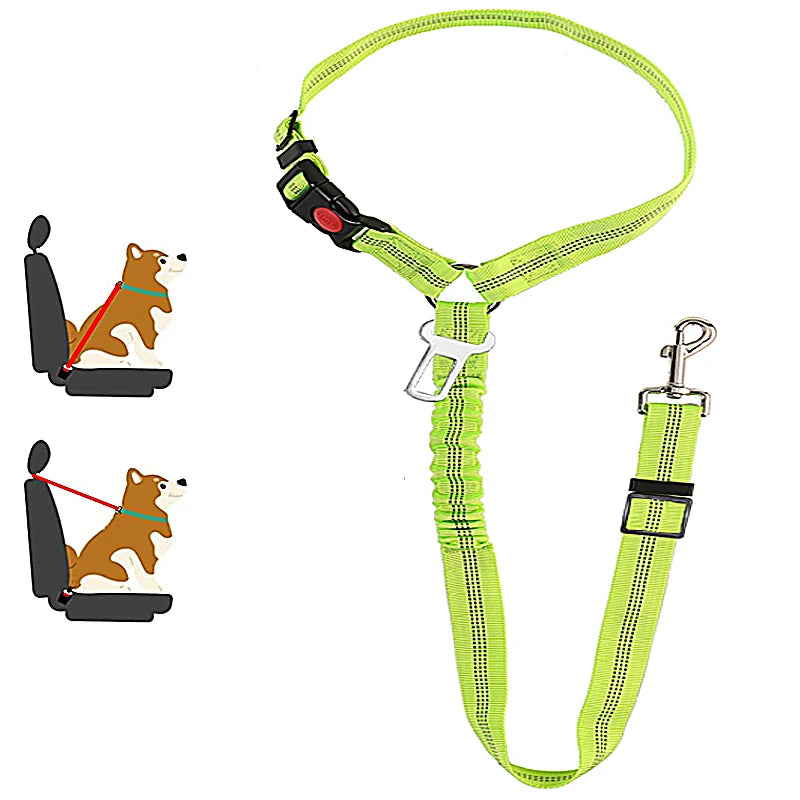 Solid Two-in-One Pet Car Seat Belt Harness Leash Adjustable