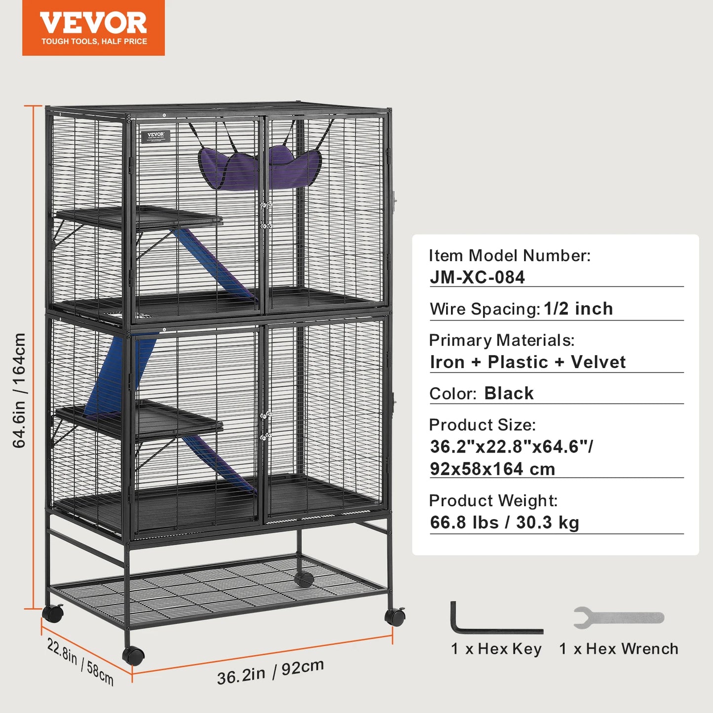 SucceBuy Rolling Metal Ferret Cage Four-Tier Critter Nation Cage