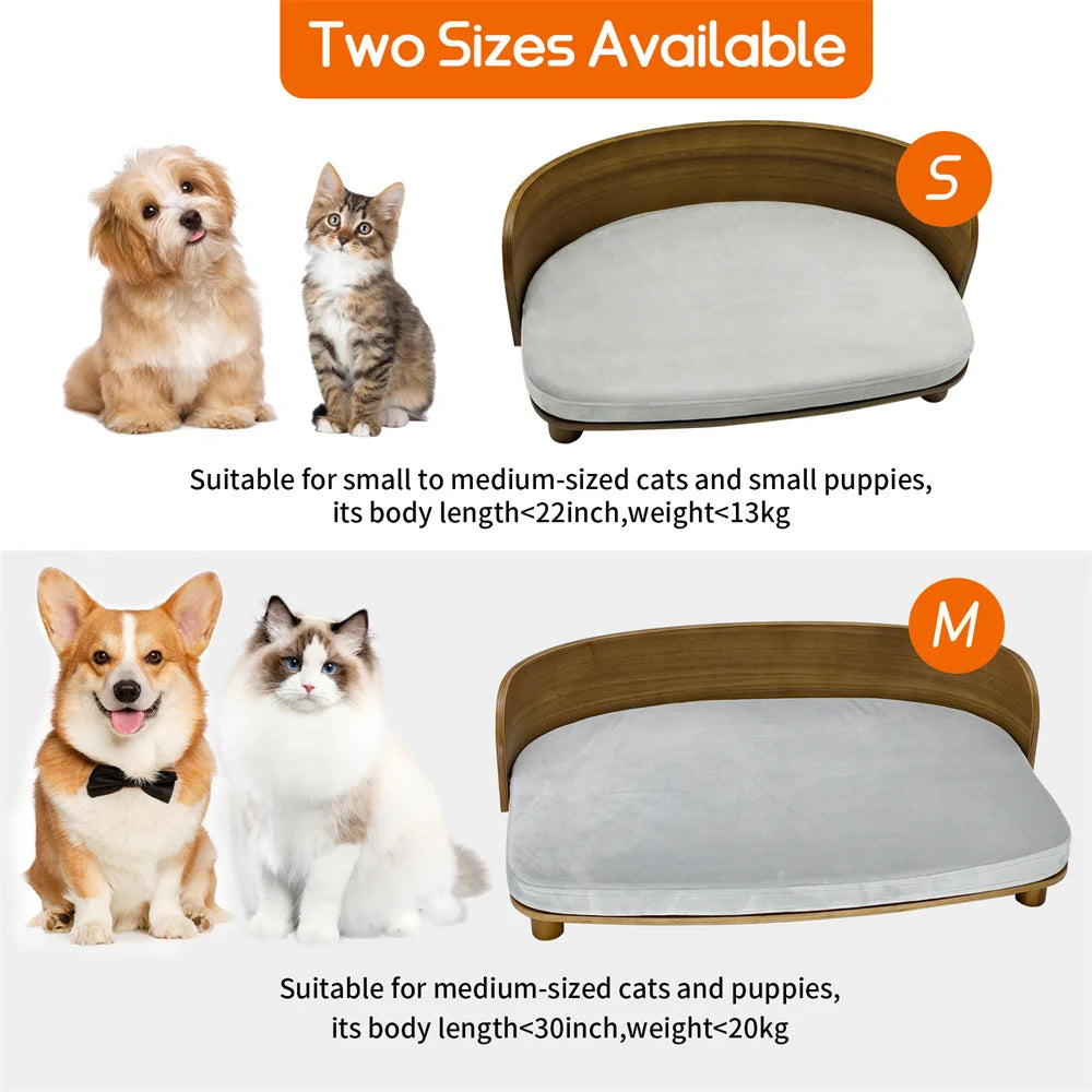Borwart Elevated Wood Dog Sofa Bed With Removable Cushion