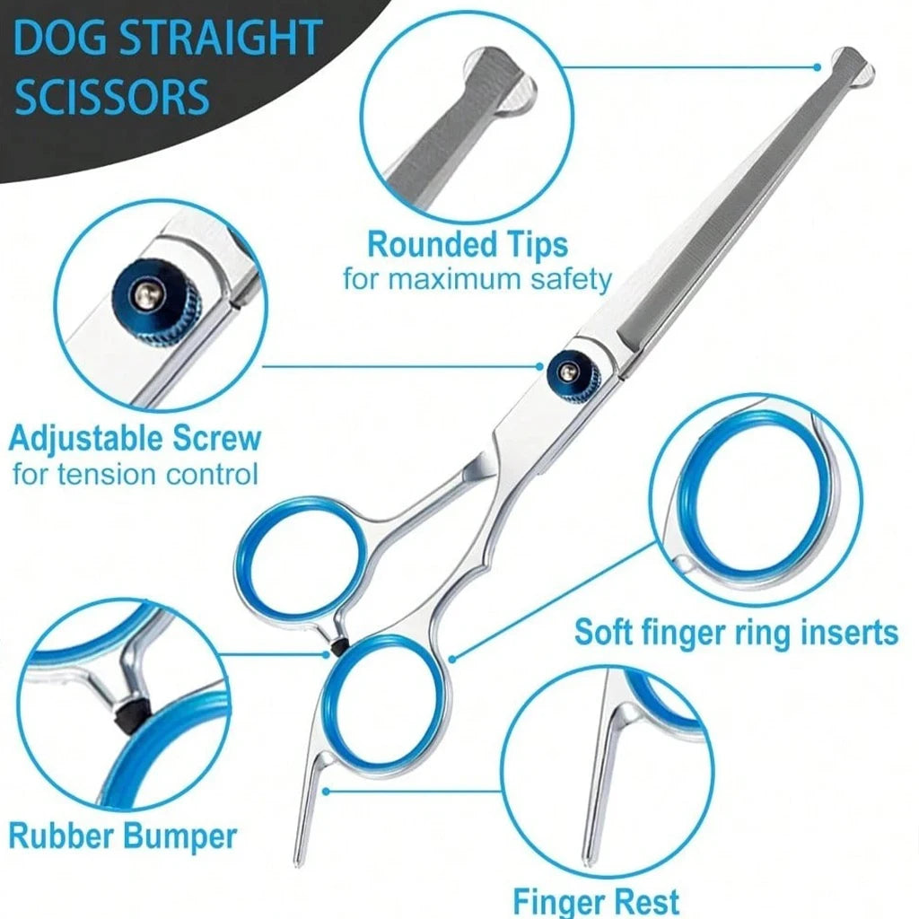 SHUYU Pet Grooming Scissors Kit Stainless Steel Shears With Case