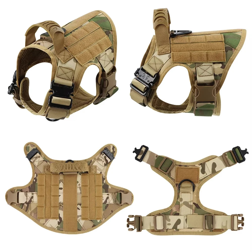 Military Large Dog Harness Vest Set With Leash Patches Bags Training