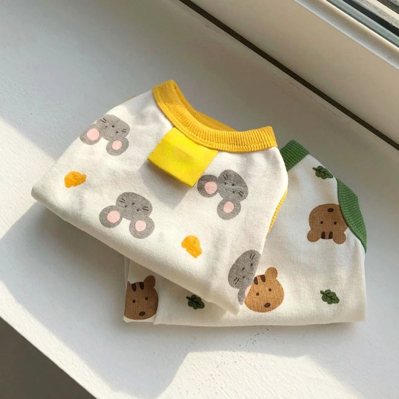 Bear Print Puppy Summer Vest Dog T Shirt Cartoon Clothing