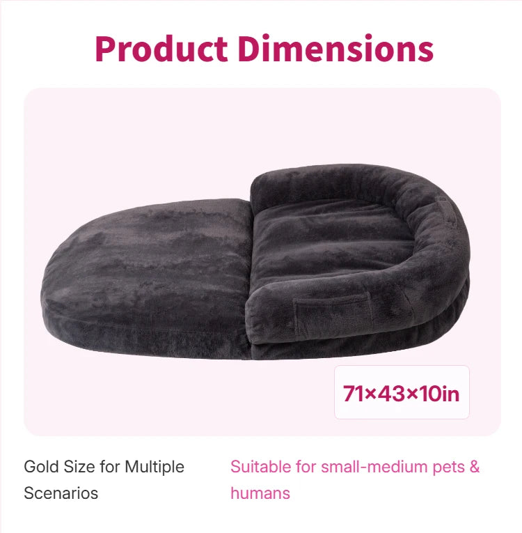Dual Use Pet Bed Foldable Cuddler For Owners And Pets