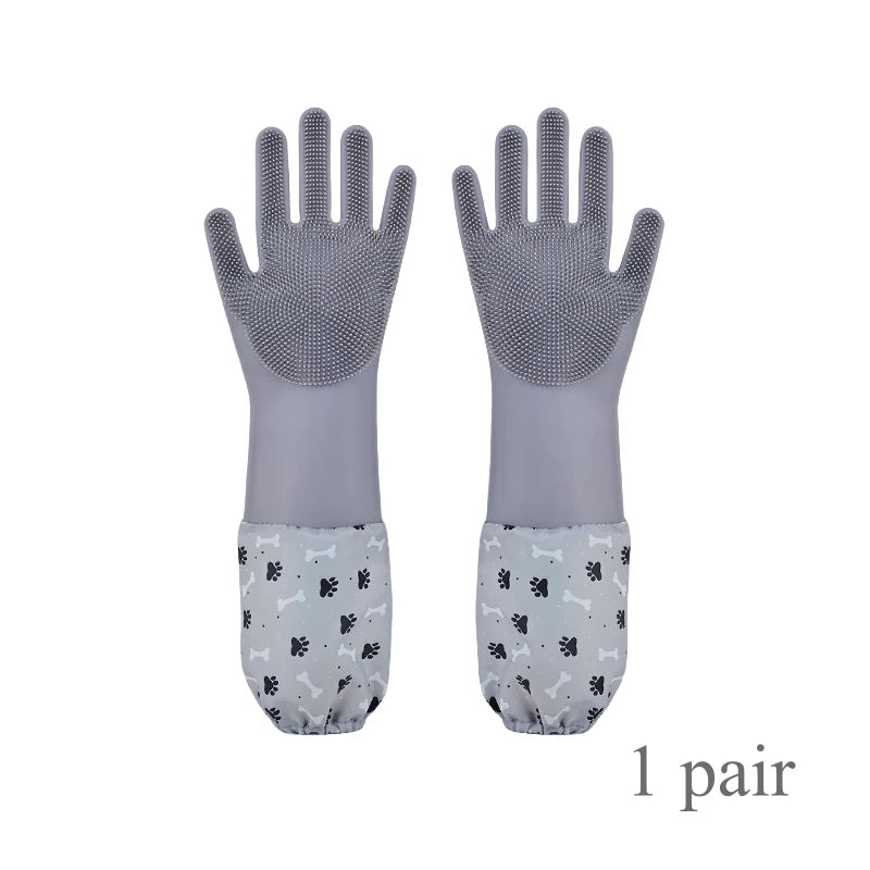 Silicone Pet Grooming Gloves For Dogs Cats Hair Removal Scrubber