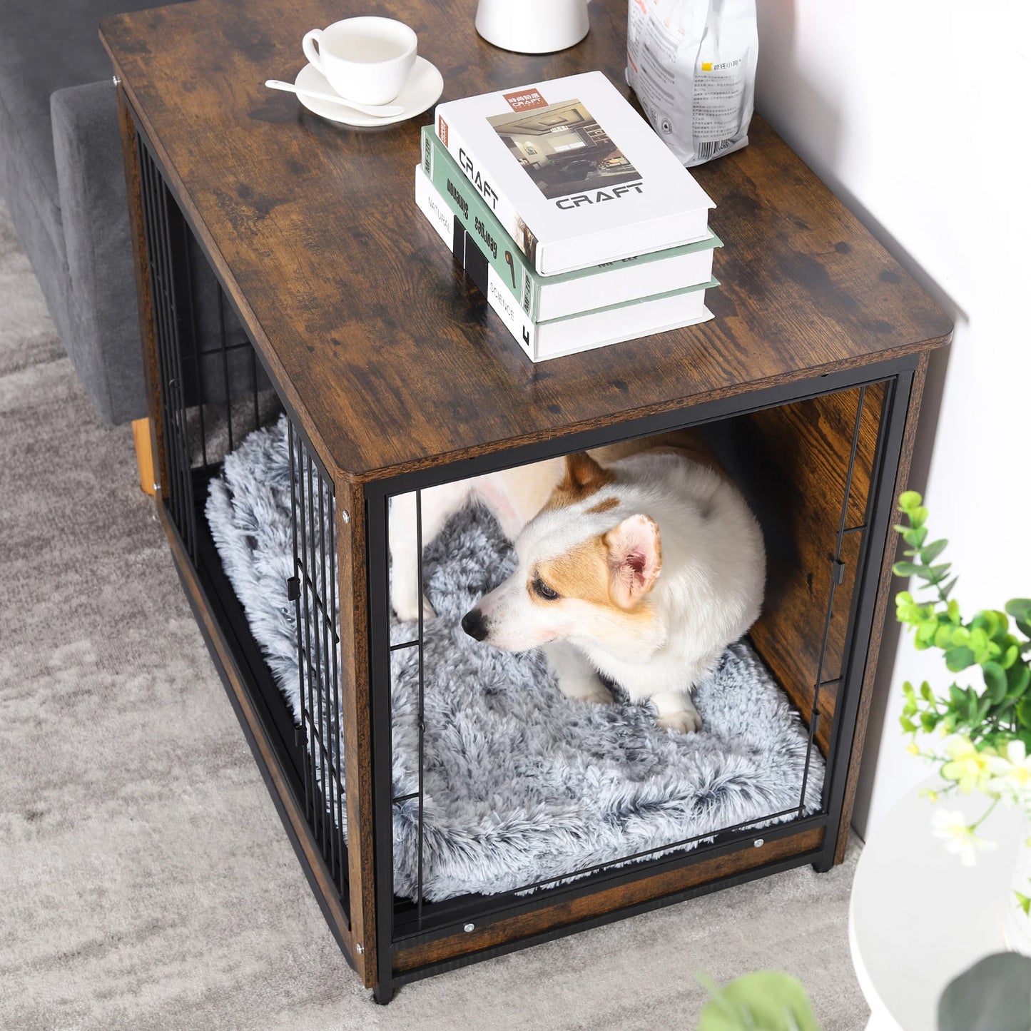 Wooden Dog Crate End Table For Medium To Large Dogs