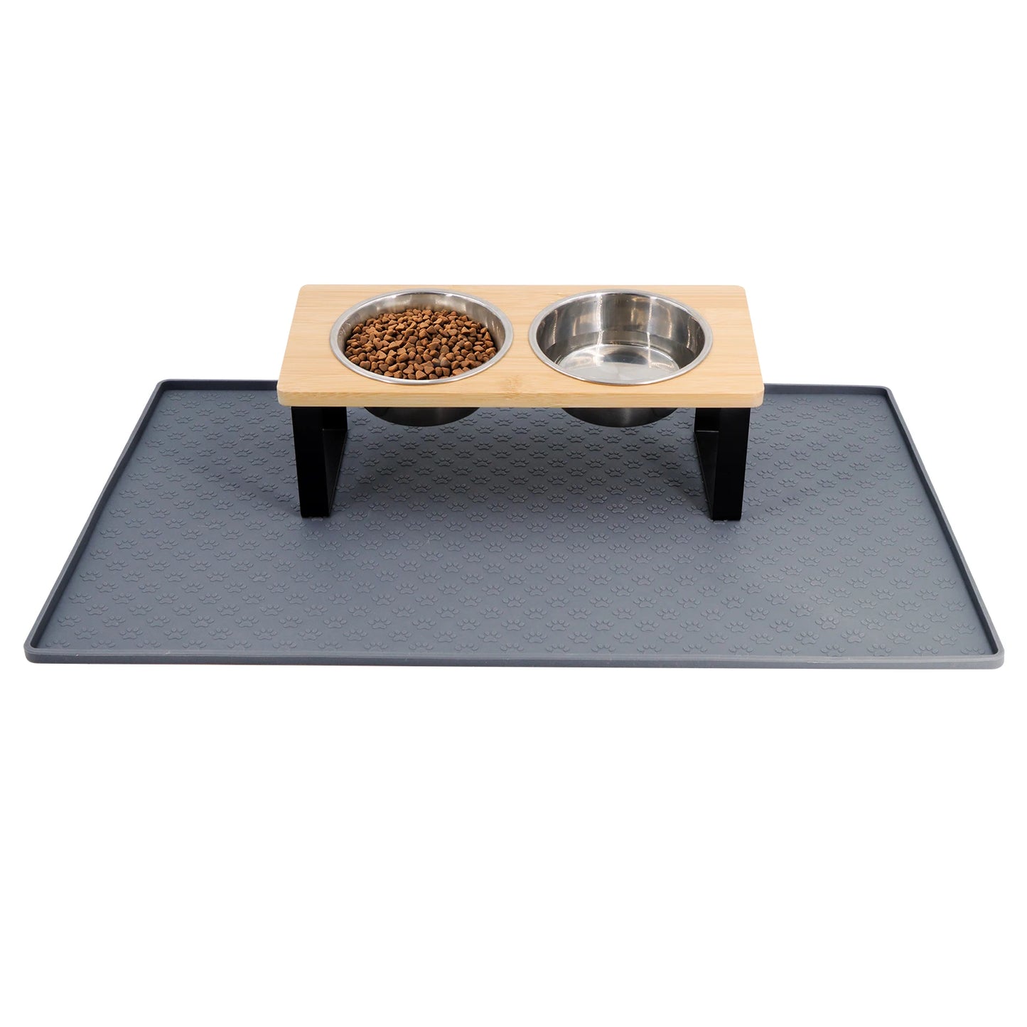Elevated Tilted Cat Bowl Set With Wooden Stand Anti Vomiting