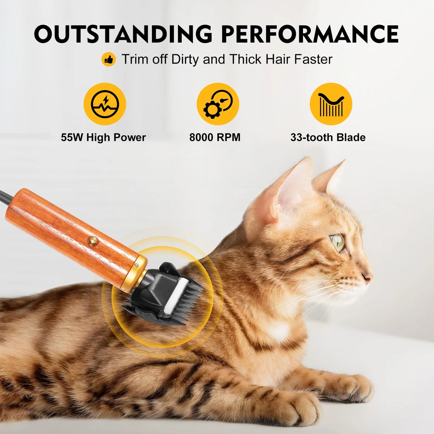 Bymaocar Electric Pet Clipper 55W Pro Corded Animal Shears
