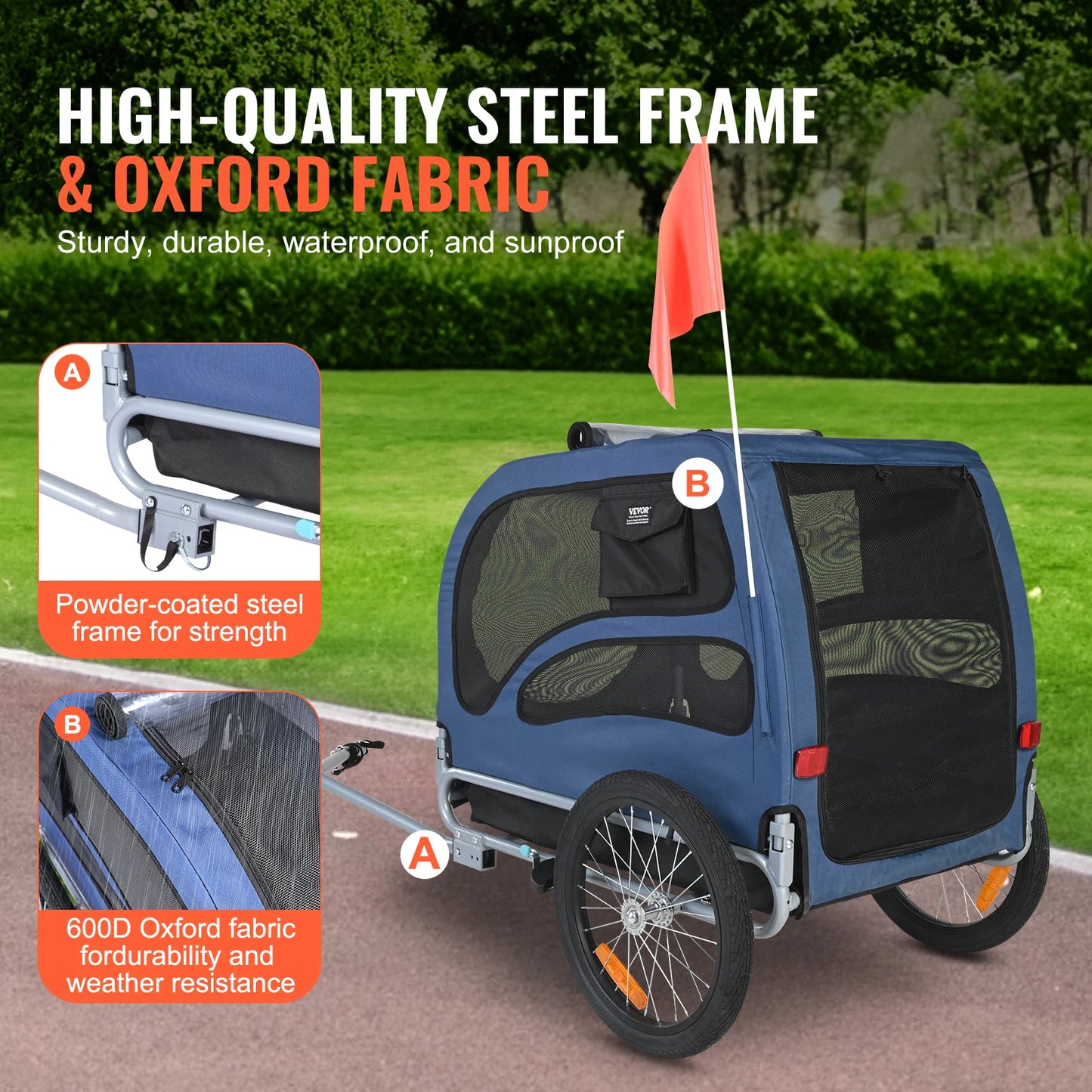 Pet Cart Bicycle Carrier for Dogs Collapsible Bike Trailer