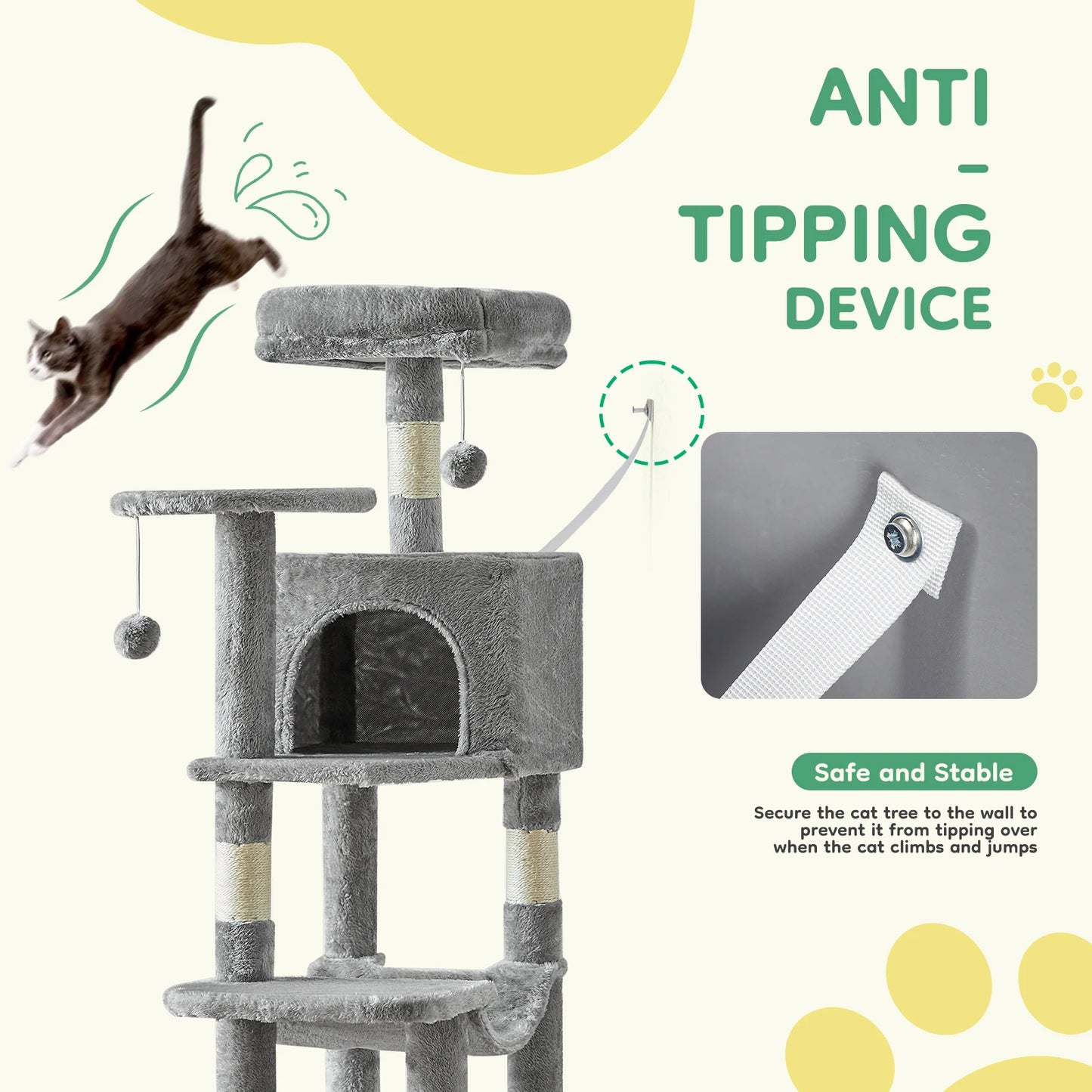 JHK Cat Tree Climbing Tower For Multi Cat Indoor Cats