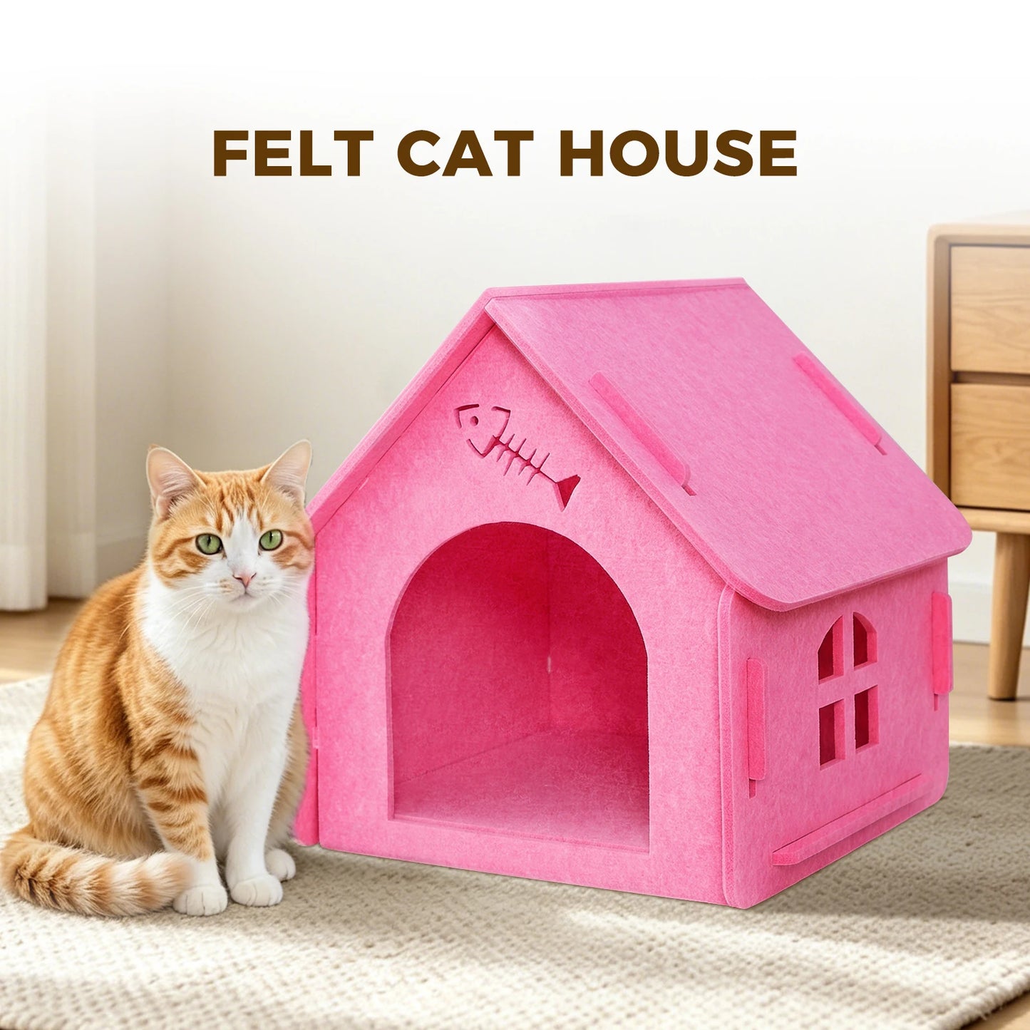 Detachable Splicing Felt Cat House For Indoor Cats Cabin Cave