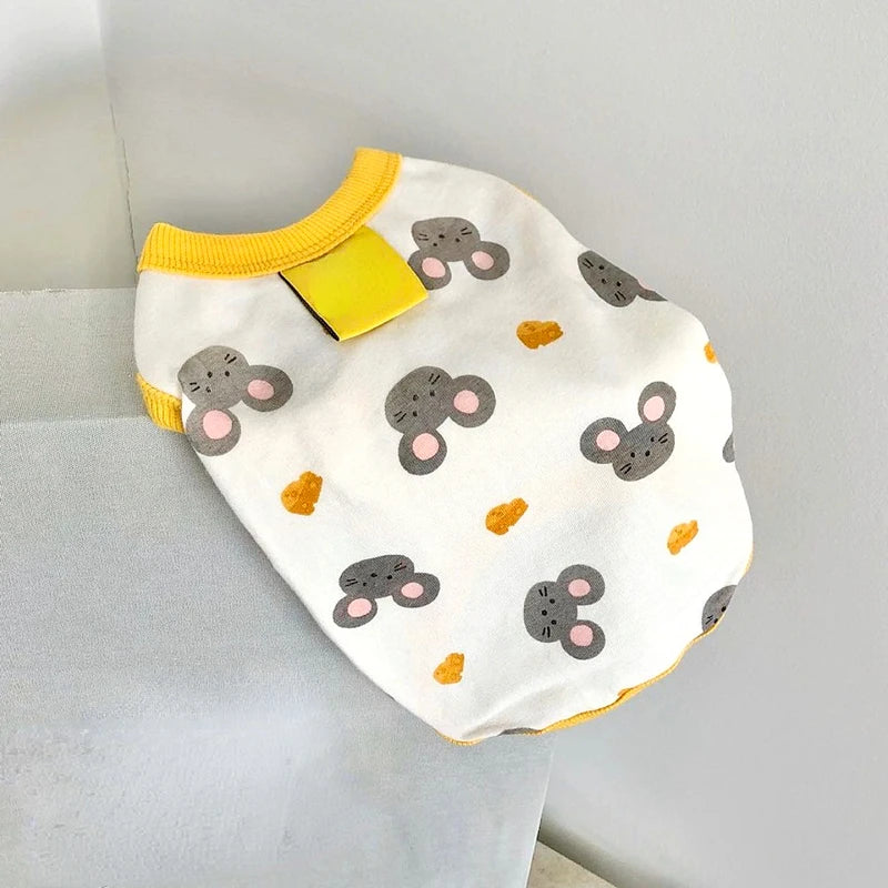 Bear Print Puppy Summer Vest Dog T Shirt Cartoon Clothing