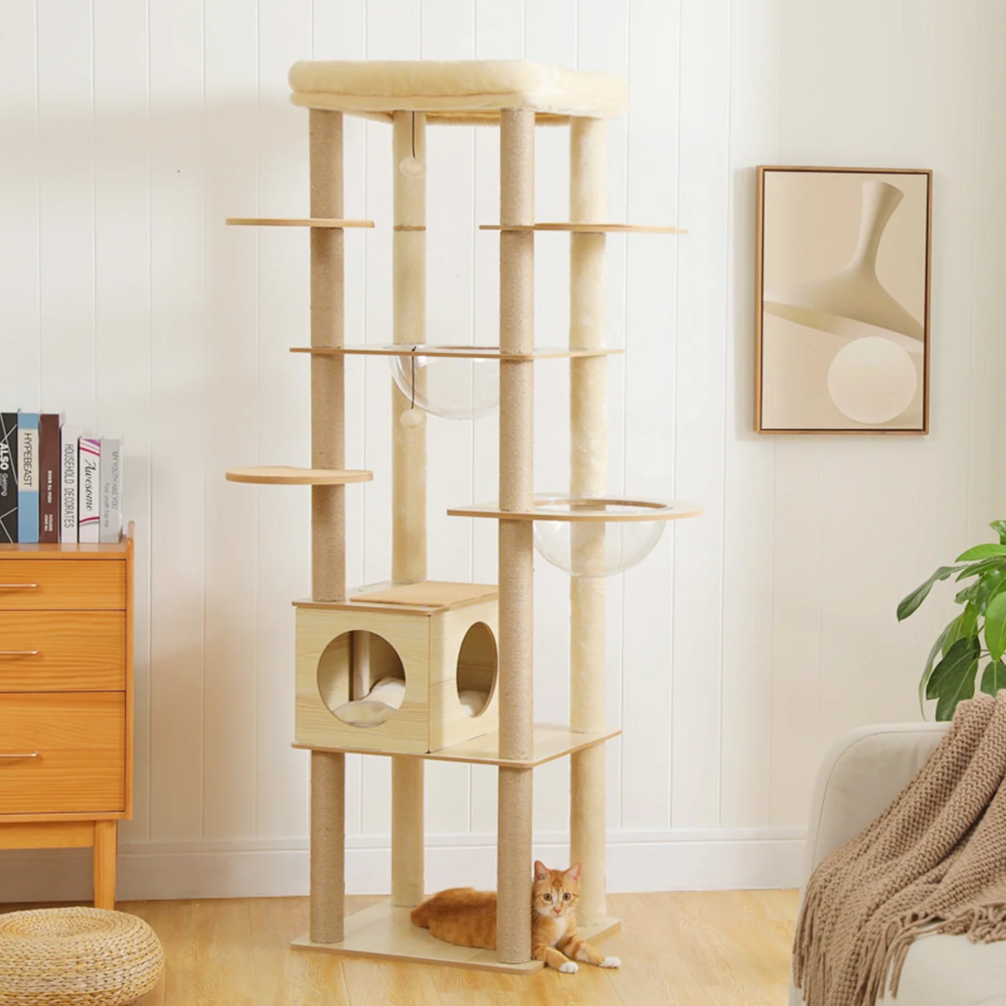 PAWZ Ro Multi Level Cat Tree Wood Tower Scratching Posts
