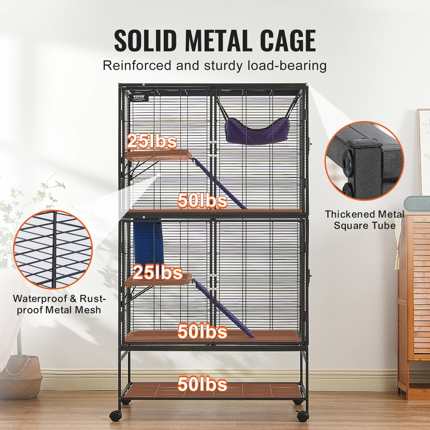 SucceBuy Rolling Metal Ferret Cage Four-Tier Critter Nation Cage