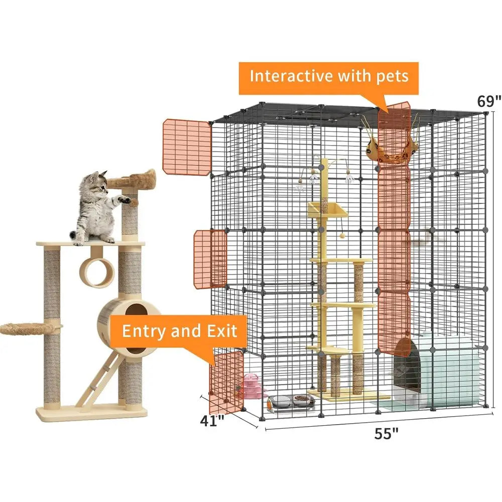 5 Tier Cat Playpen Cage With Detachable Metal Wire Kennels
