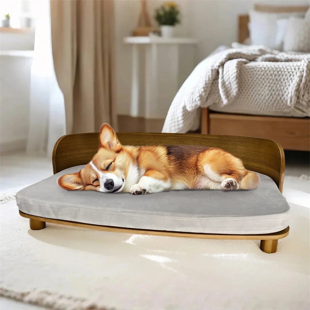 Borwart Elevated Wood Dog Sofa Bed With Removable Cushion