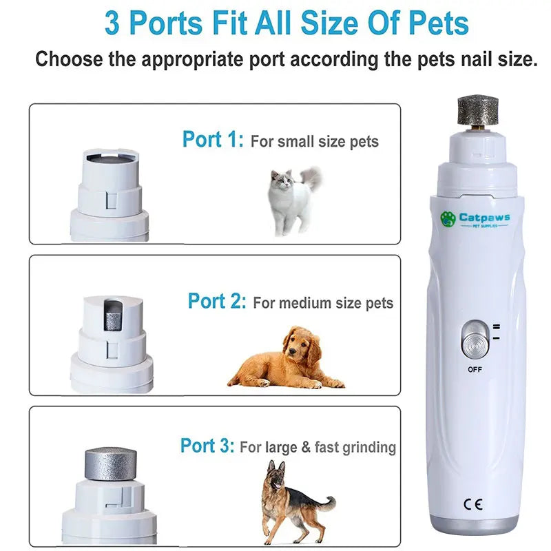 Two-Speed Dog Nail Grinder With Three-Port USB Rechargeable Trimmer