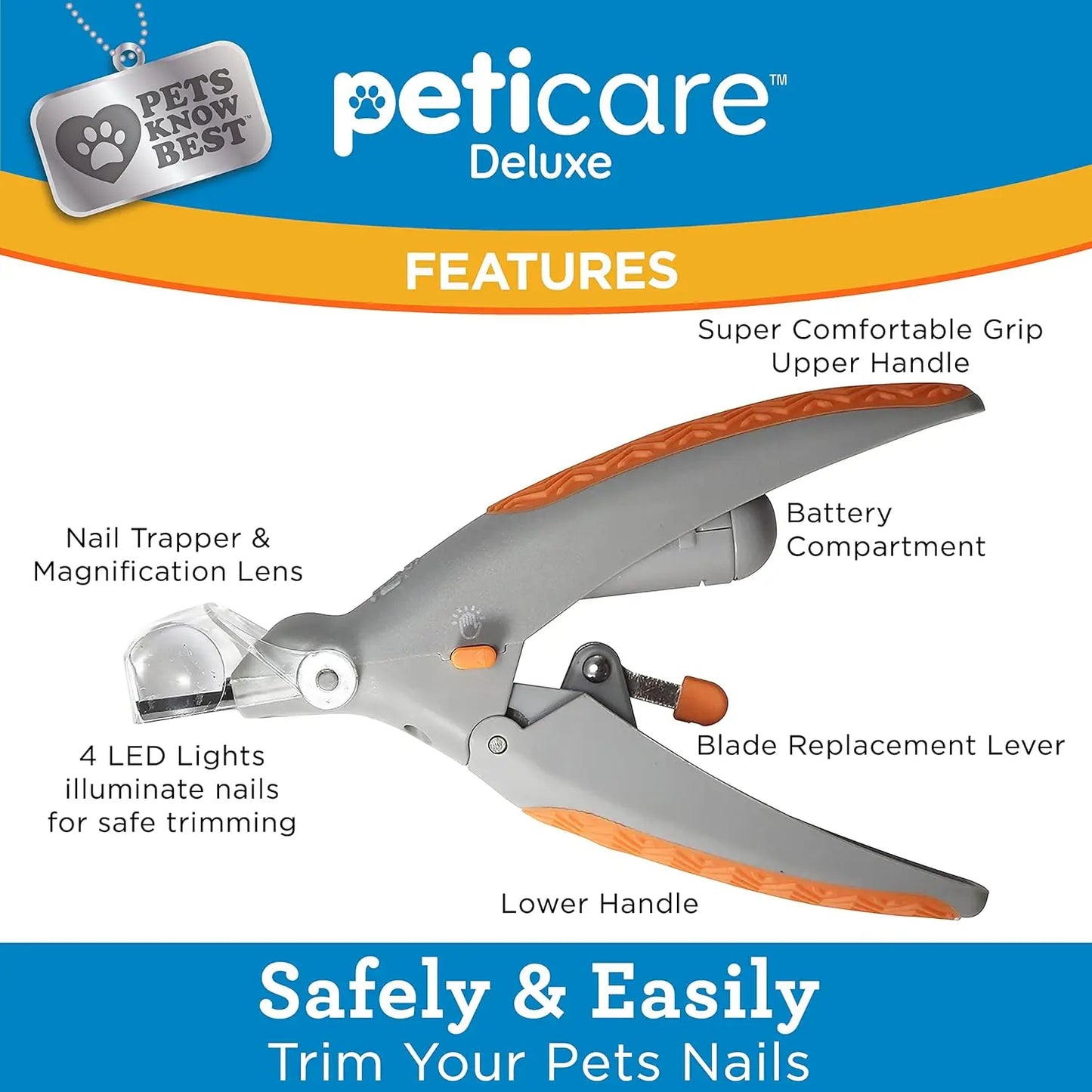 LED Illuminated 5X Magnification Pet Nail Clippers Stainless Steel
