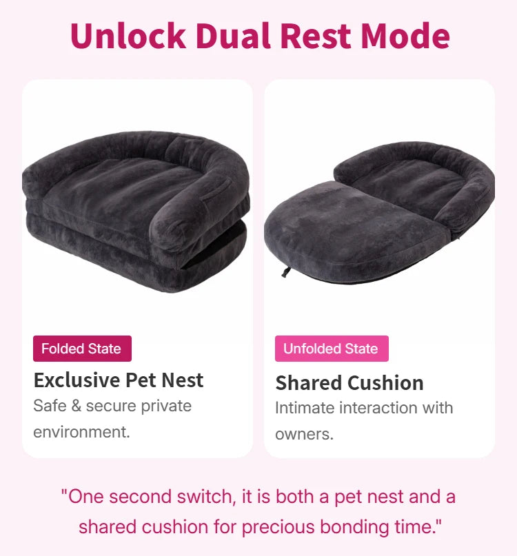 Dual Use Pet Bed Foldable Cuddler For Owners And Pets