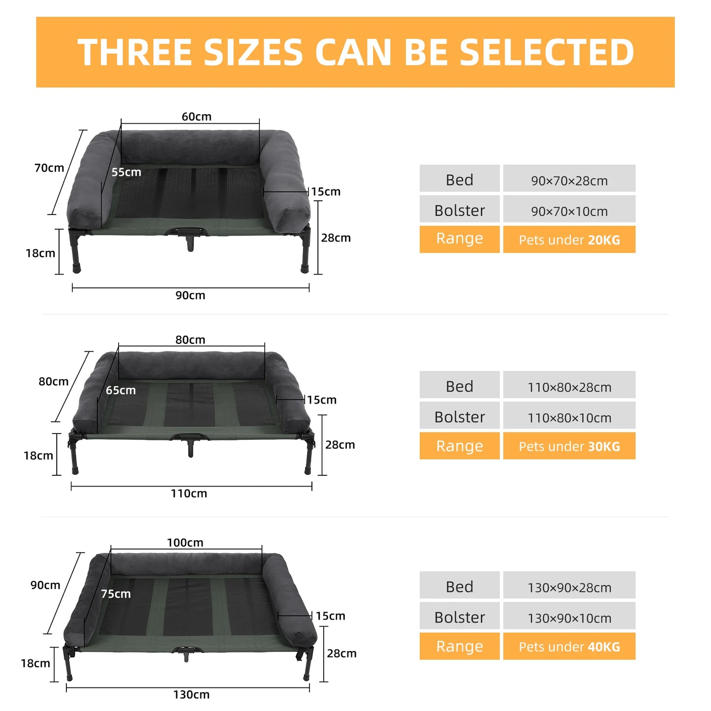 BINGOPAW Elevated Pet Bed With Detachable Bolster Cooling For Pets