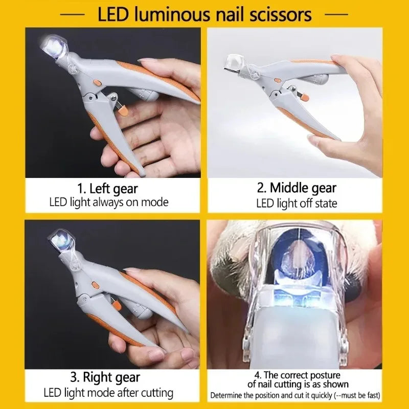 LED Light Pet Nail Clipper Amplification For Dogs Cats