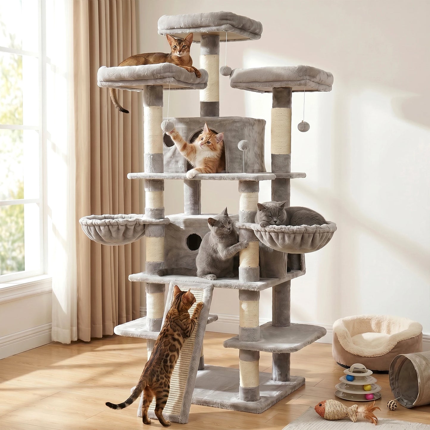 Large Cat Tree Tower With Multi Levels And Two Condos
