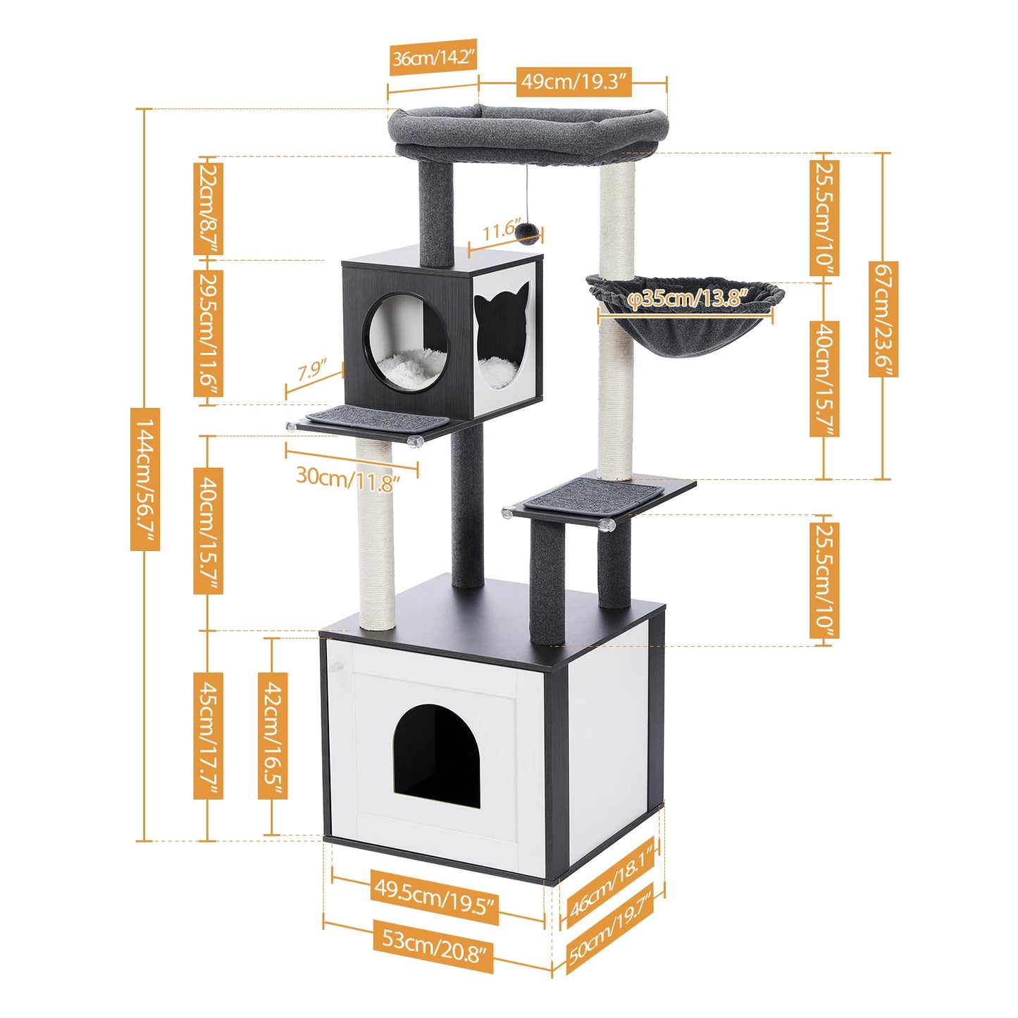 PAWZ Ro Multi Level Cat Tree Wood Tower Scratching Posts