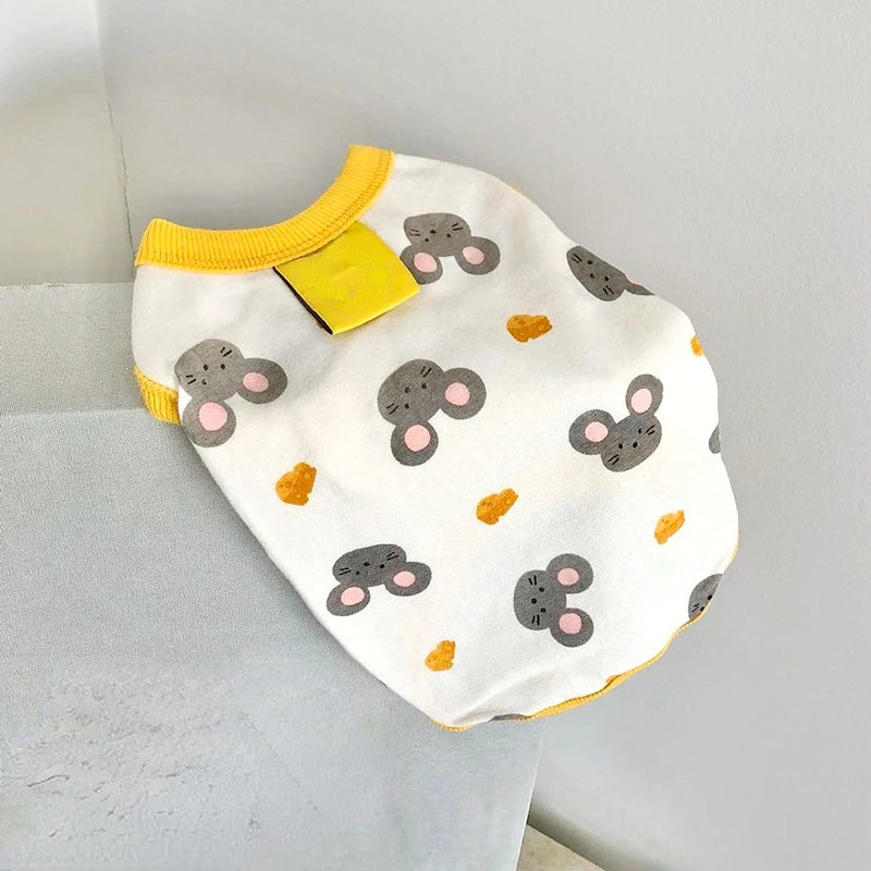 Bear Print Puppy Summer Vest Dog T Shirt Cartoon Clothing
