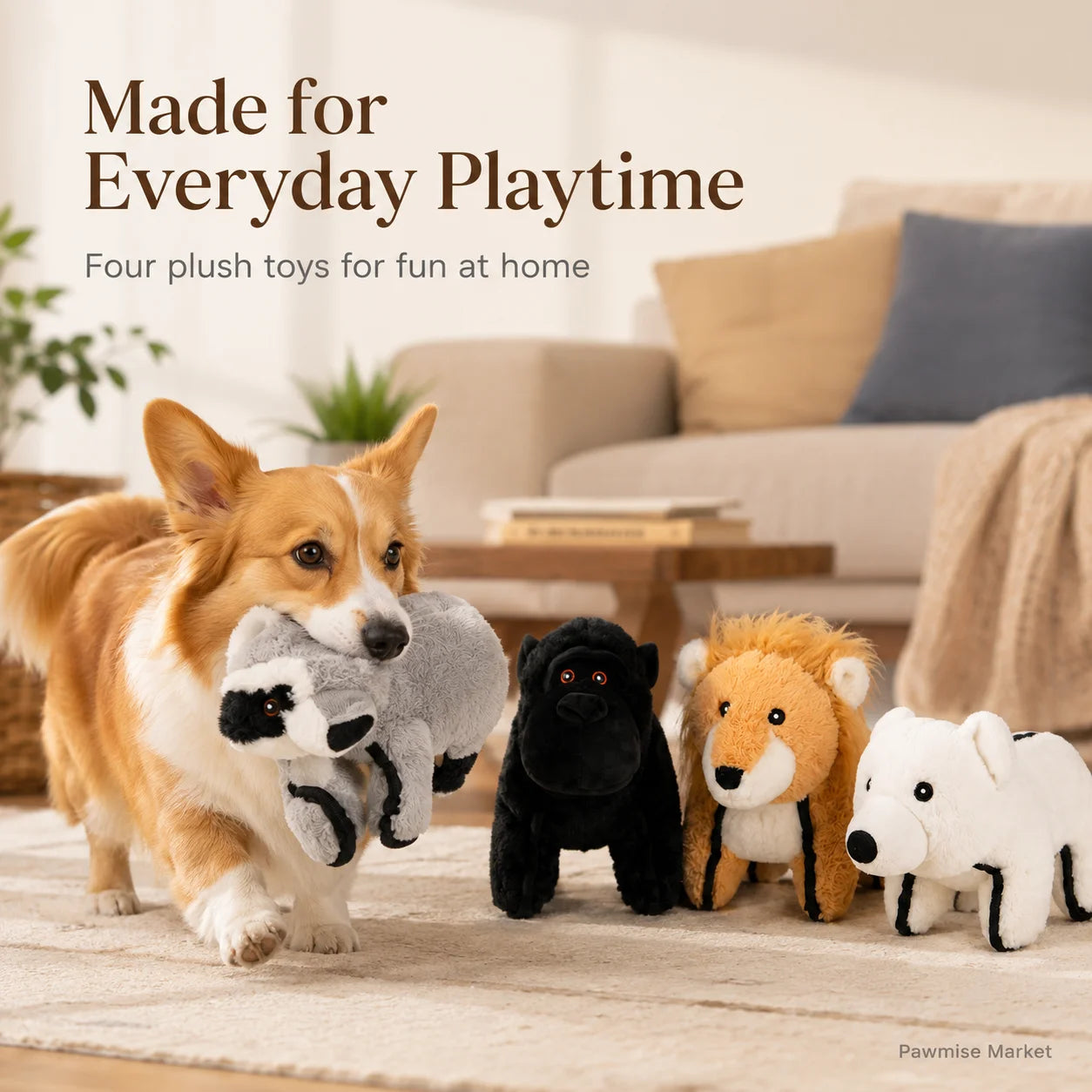 Plush Squeaky Dogs and Cats Toys Set for Anxiety Relief