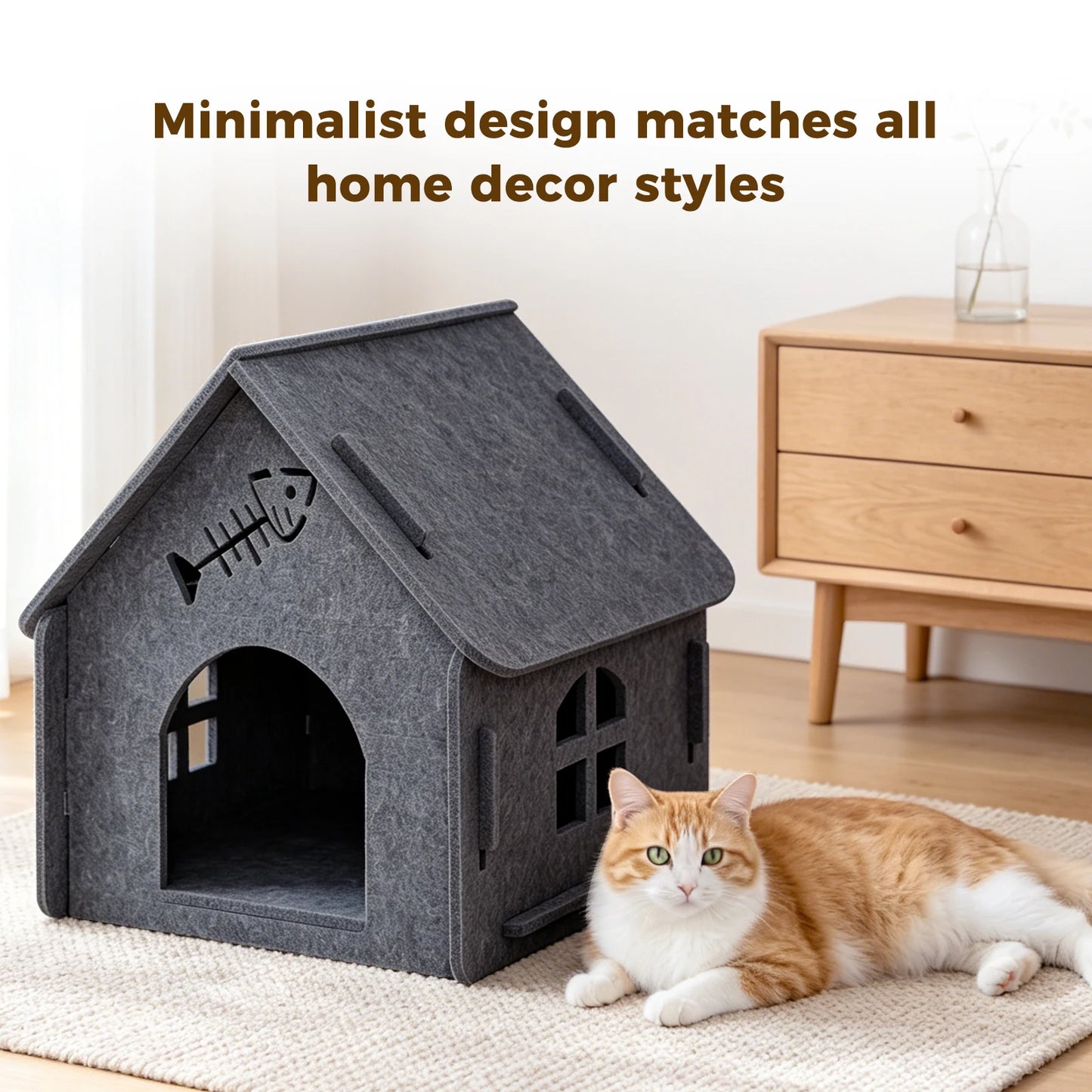 Detachable Splicing Felt Cat House For Indoor Cats Cabin Cave