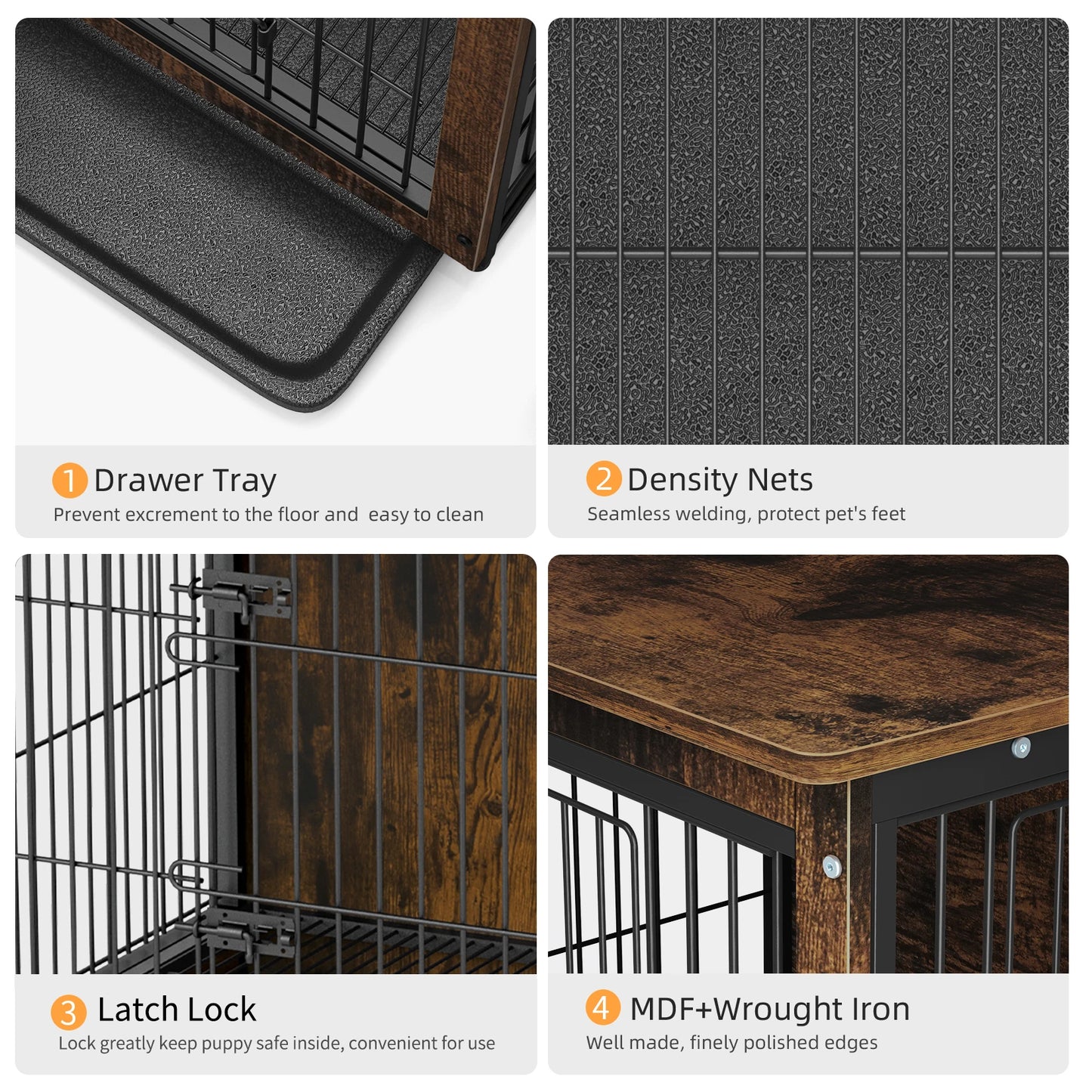 BORWART Large Elevated Dog Crate End Table Kennel With Double Door