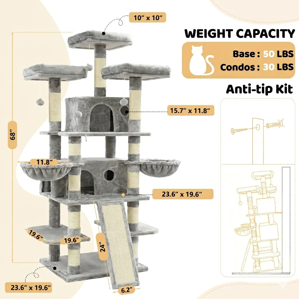 Large Cat Tree Tower With Multi Levels And Two Condos