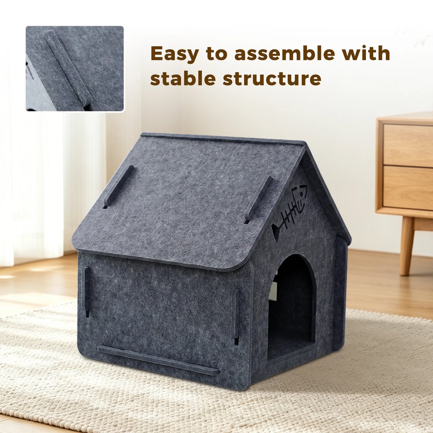 Detachable Splicing Felt Cat House For Indoor Cats Cabin Cave