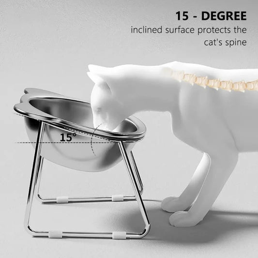 304 Stainless Steel Elevated Cat Bowl With 15 Degree Tilt
