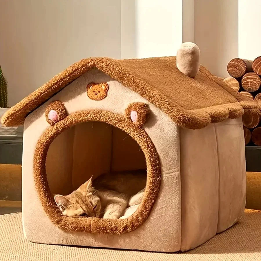 Foldable Pet House Removable Washable Cat And Small Dog Bed