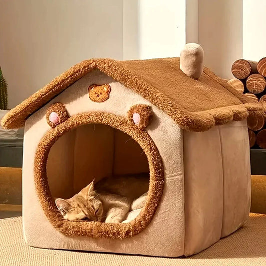 Foldable Pet House Removable Washable Cat And Small Dog Bed