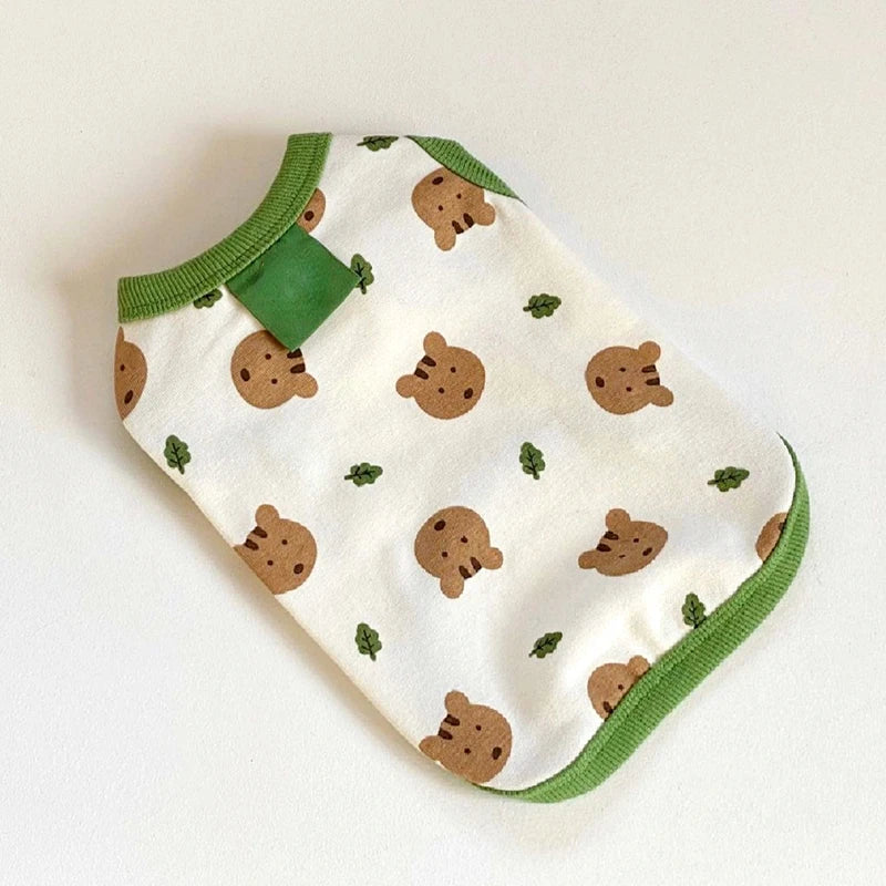 Bear Print Puppy Summer Vest Dog T Shirt Cartoon Clothing