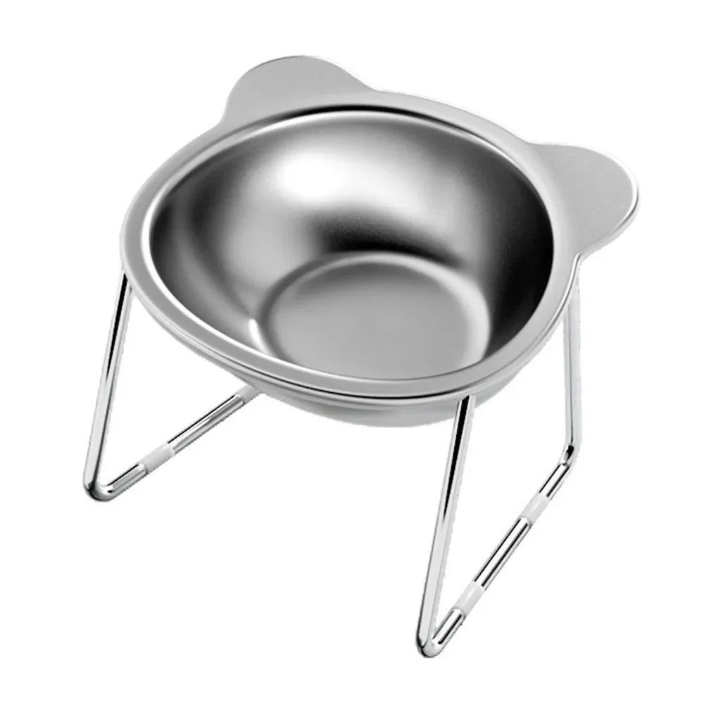 304 Stainless Steel Elevated Cat Bowl With 15 Degree Tilt