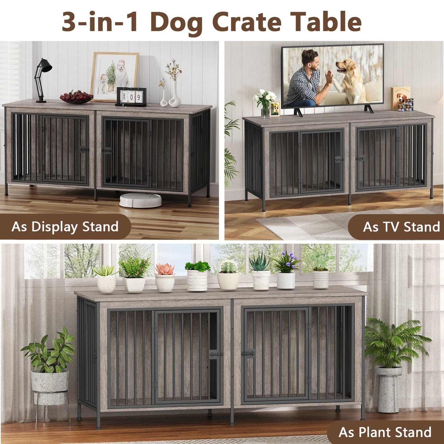 Heavy Duty Dog Crate Furniture Kennel Table and Tv Stand
