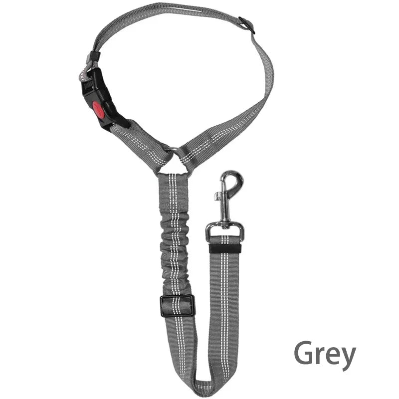 Solid Two-in-One Pet Car Seat Belt Harness Leash Adjustable