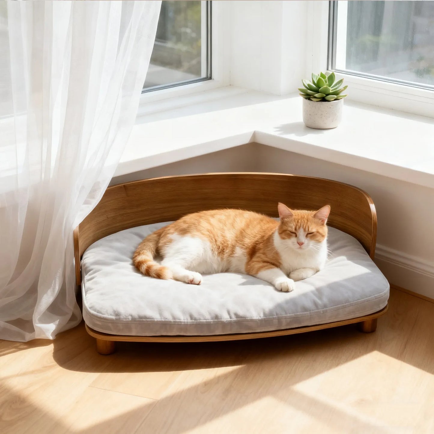 Borwart Elevated Wood Dog Sofa Bed With Removable Cushion