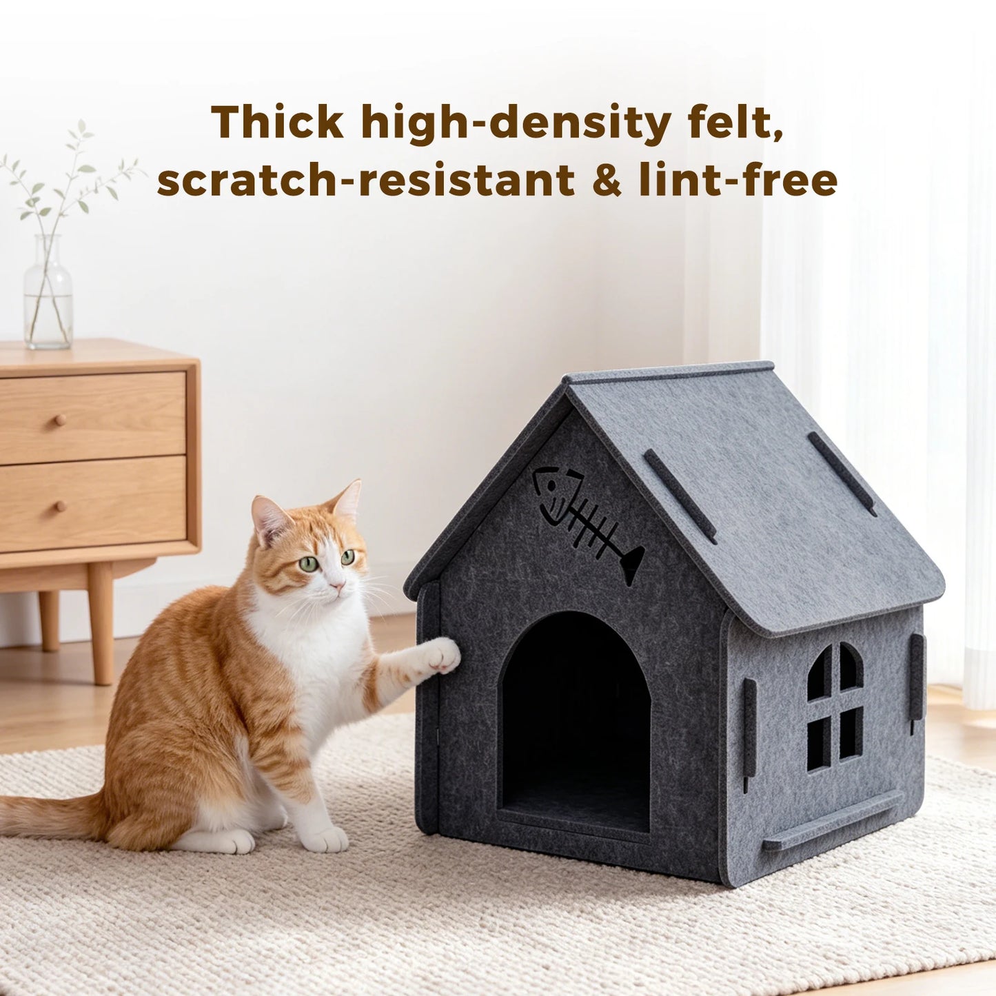 Detachable Splicing Felt Cat House For Indoor Cats Cabin Cave