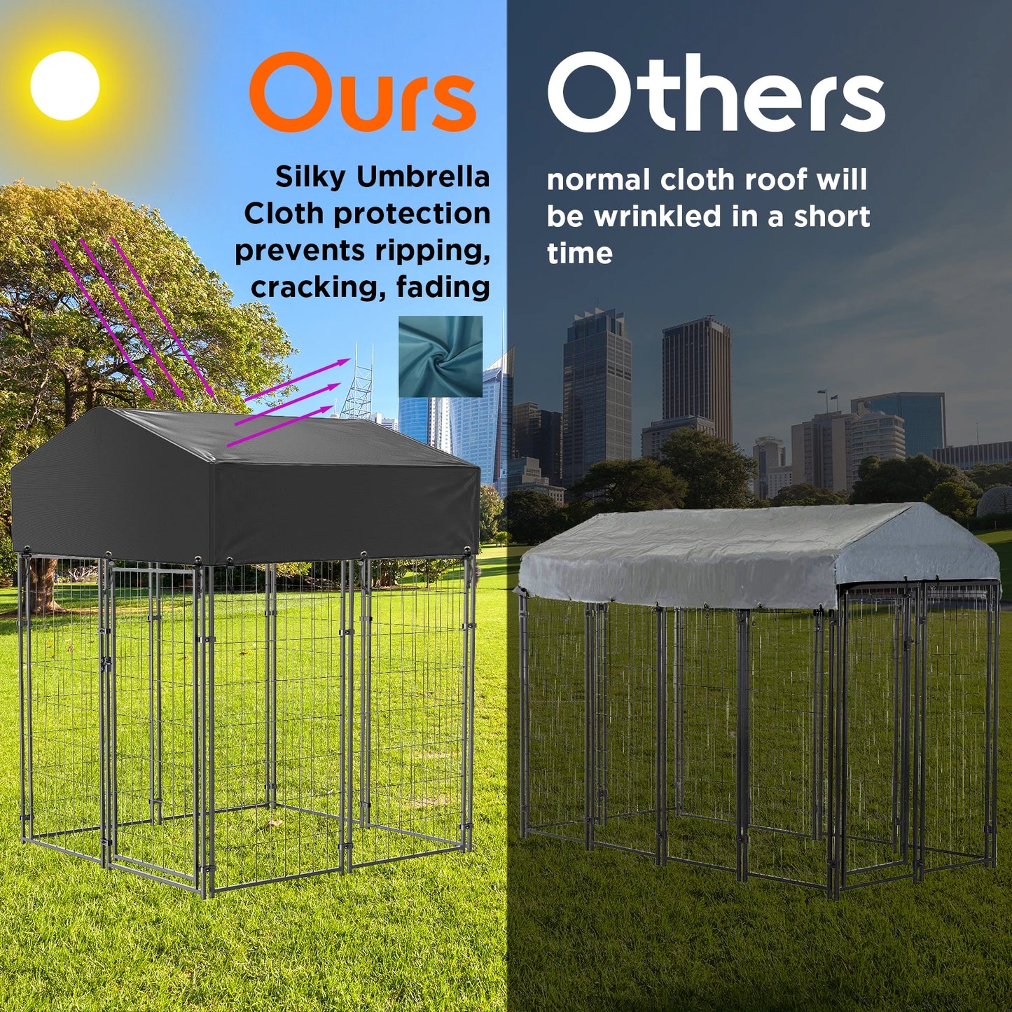 Outdoor Dog Kennel With UV Waterproof Cover And Welded Wire